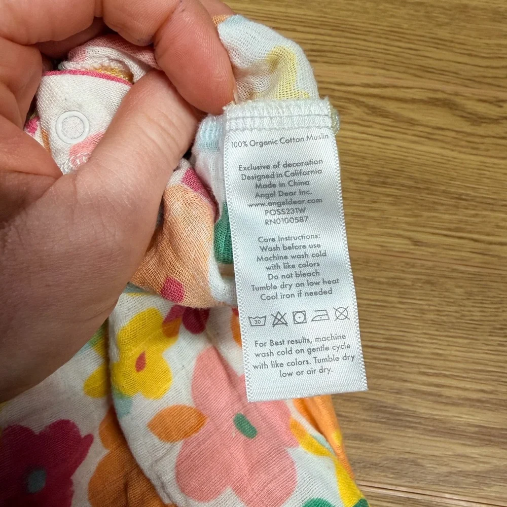 Angel Dear Organic Cotton Muslin Floral Romper 3-6M